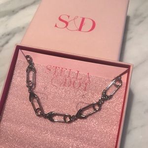 Silver Safety Pin Link Necklace NEW